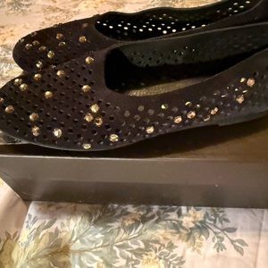 Elegant Black New Women's Flats w/ Swarovski Crystals $320 size 8 (39)